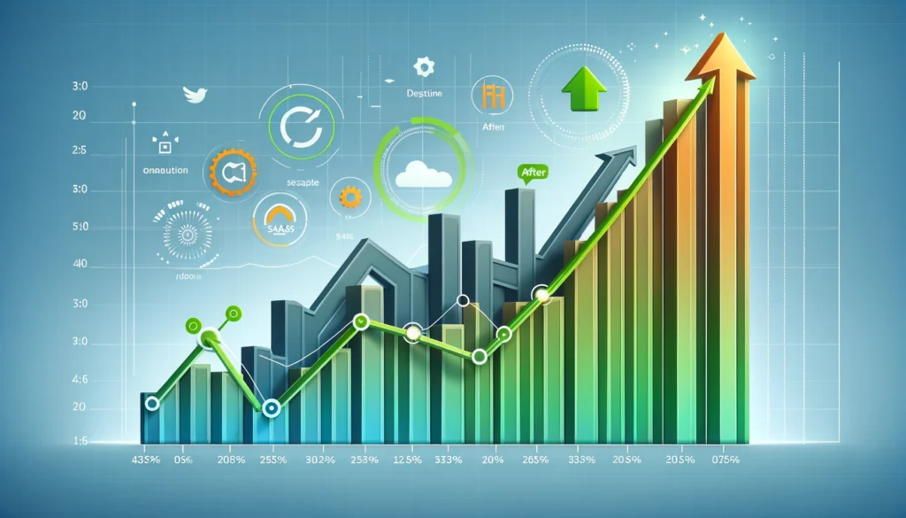 Graphique montrant l'amélioration significative de la productivité après l'intégration d'outils SaaS